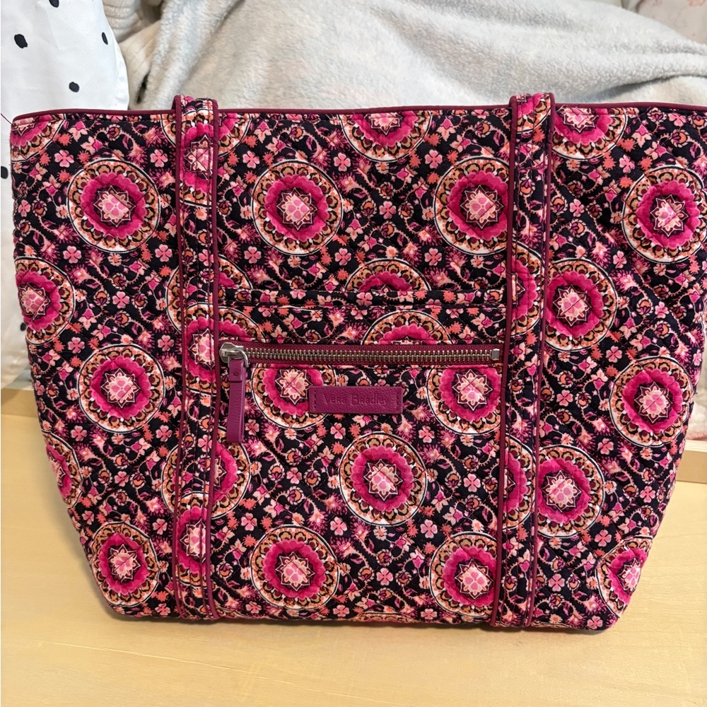 Vera Bradley Raspberry Medallion Patterned Tote